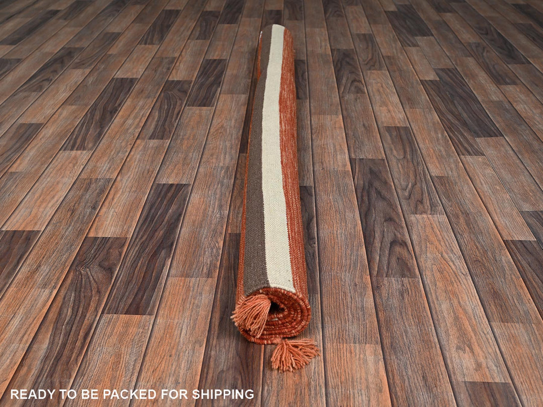 5'1" x 7'1" New Hand Woven Orange Wool Rectangle Oriental Rug - MOA1022323