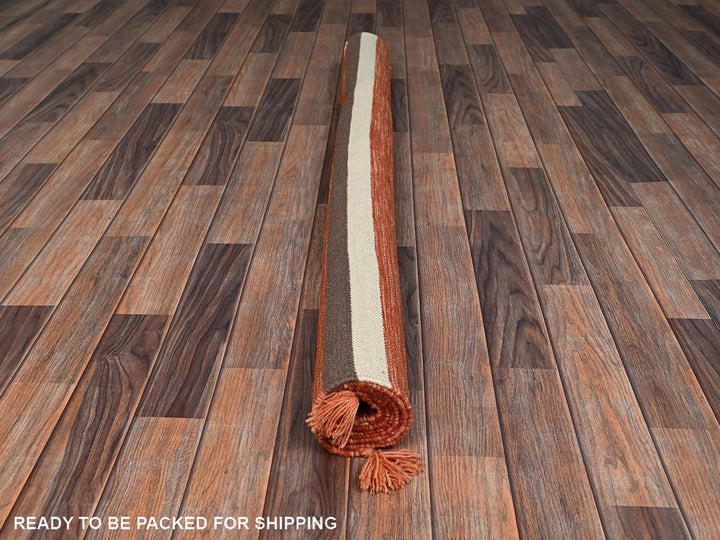 5'1" x 7'1" New Hand Woven Orange Wool Rectangle Oriental Rug - MOA1022323