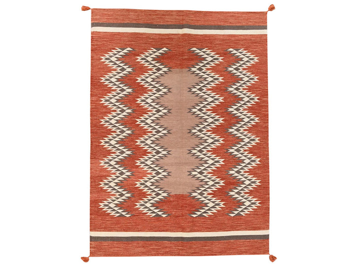 5'1" x 7'1" New Hand Woven Orange Wool Rectangle Oriental Rug - MOA1022324