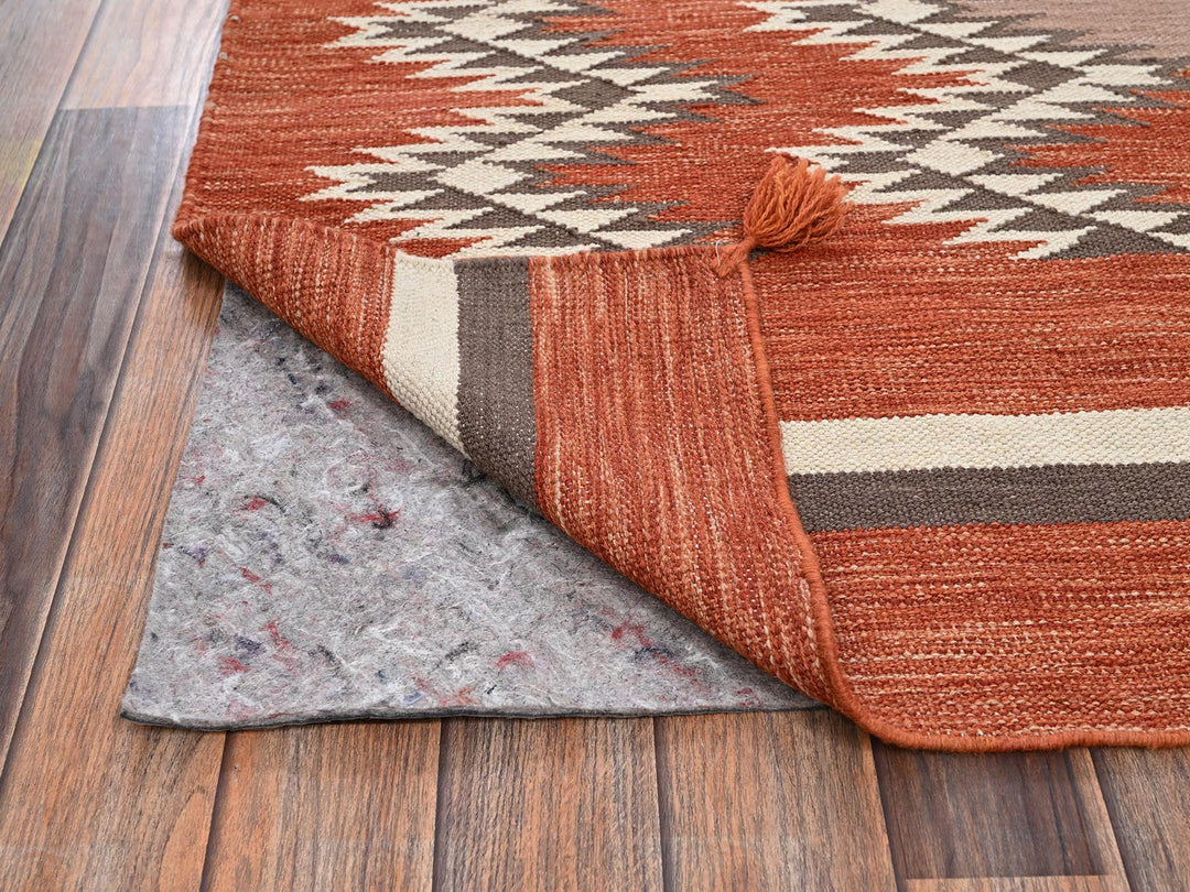 5'1" x 7'1" New Hand Woven Orange Wool Rectangle Oriental Rug - MOA1022324