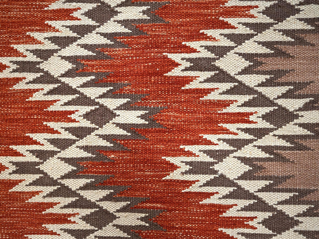 5'1" x 7'1" New Hand Woven Orange Wool Rectangle Oriental Rug - MOA1022324