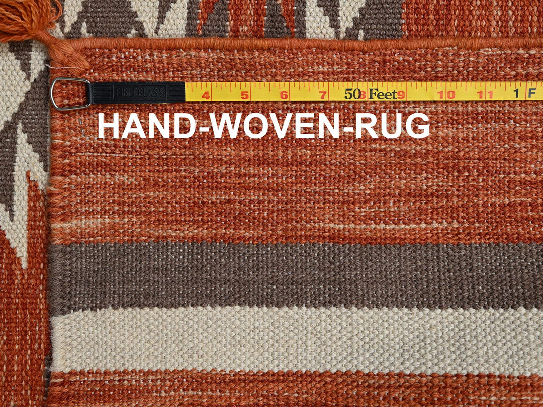 5'1" x 7'1" New Hand Woven Orange Wool Rectangle Oriental Rug - MOA1022324