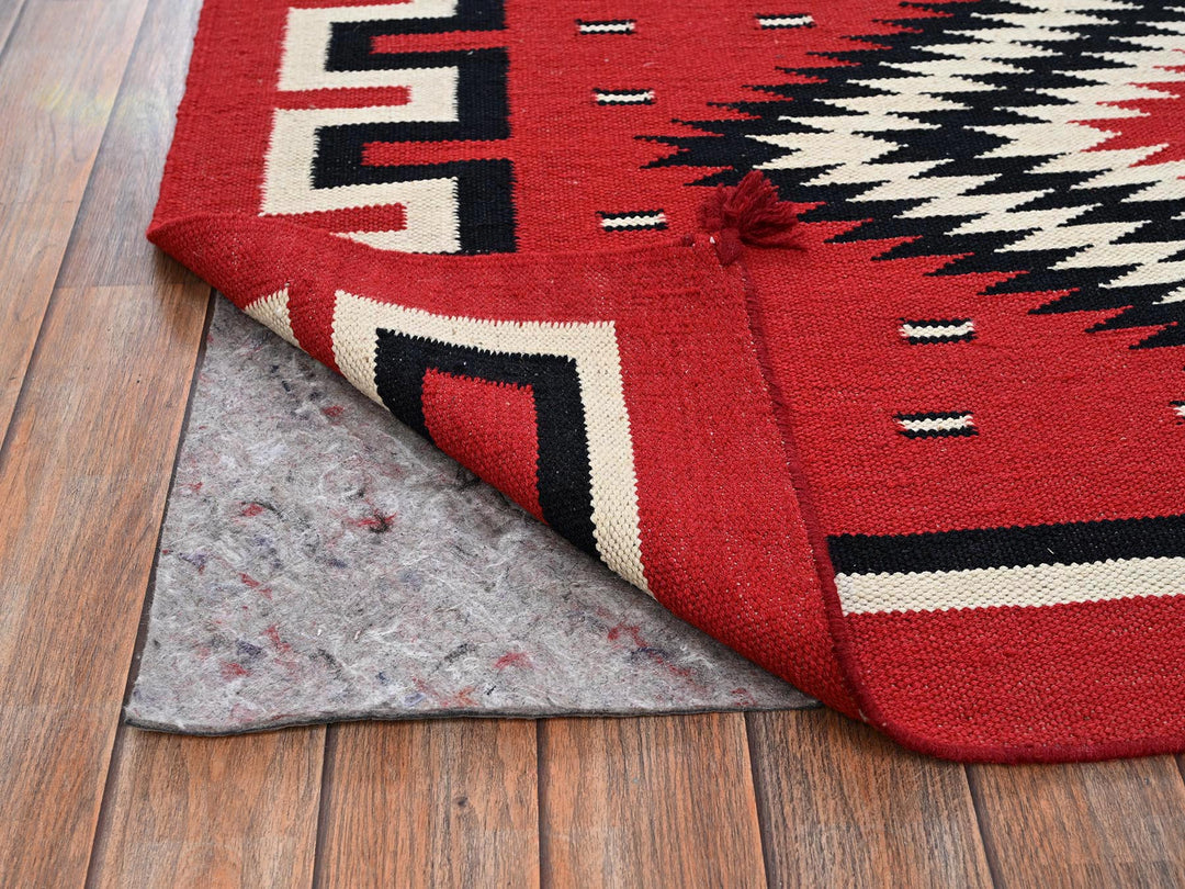5'2" x 6'11" New Hand Woven Red Wool Rectangle Oriental Rug - MOA1022325