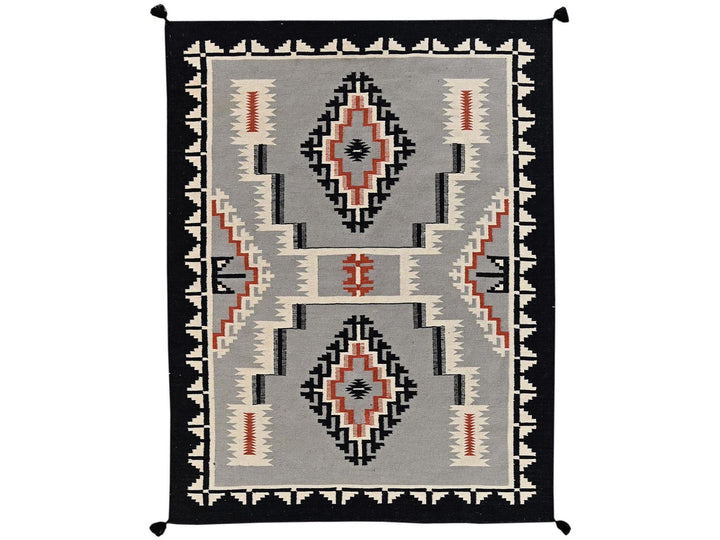 5'4" x 6'10" New Hand Woven Grey Wool Rectangle Oriental Rug - MOA1022328