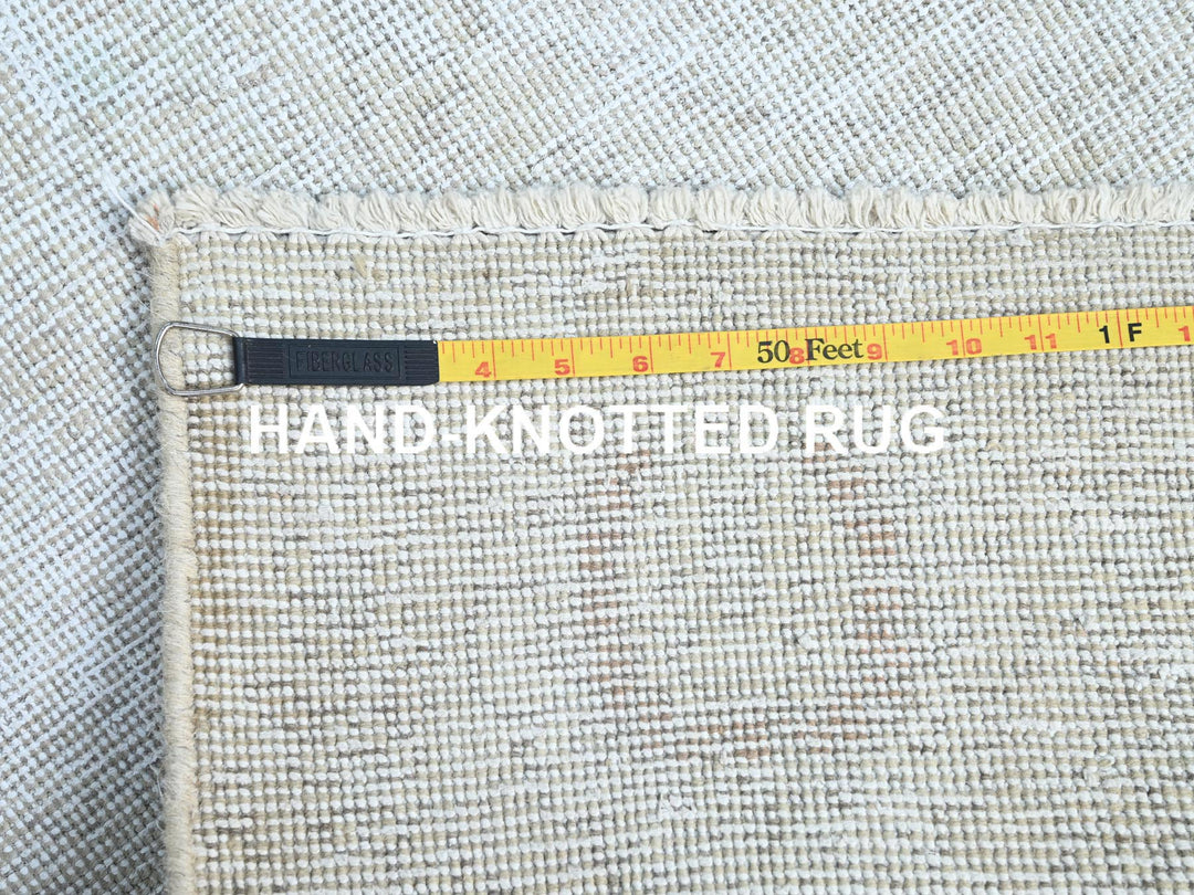 2'1" x 5'9" Vintage Hand Knotted Ivory Wool Runner Oriental Rug - MOA102232