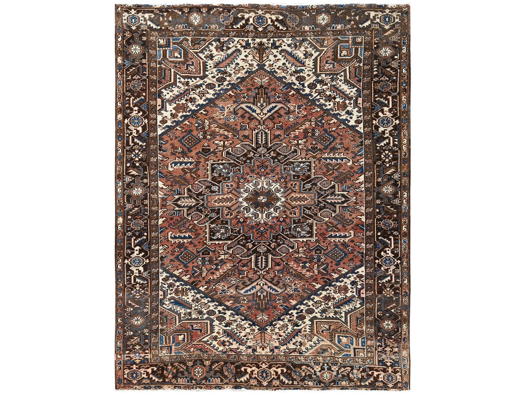 8'2" x 10'10" Vintage Hand Knotted Brown Wool Rectangle Oriental Rug - MOA1022330