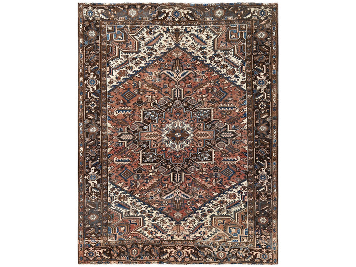 8'2" x 10'10" Vintage Hand Knotted Brown Wool Rectangle Oriental Rug - MOA1022330