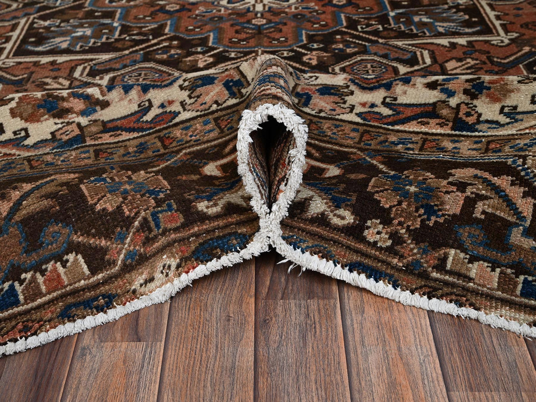 8'2" x 10'10" Vintage Hand Knotted Brown Wool Rectangle Oriental Rug - MOA1022330