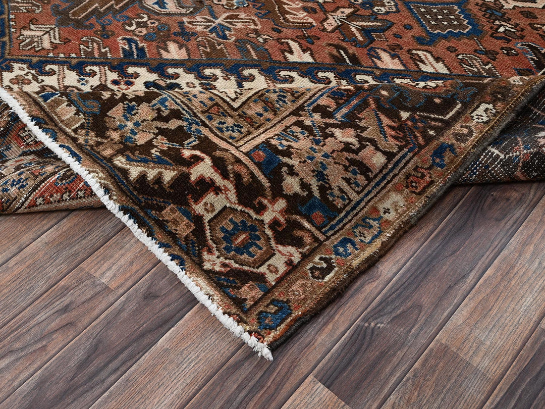 8'2" x 10'10" Vintage Hand Knotted Brown Wool Rectangle Oriental Rug - MOA1022330