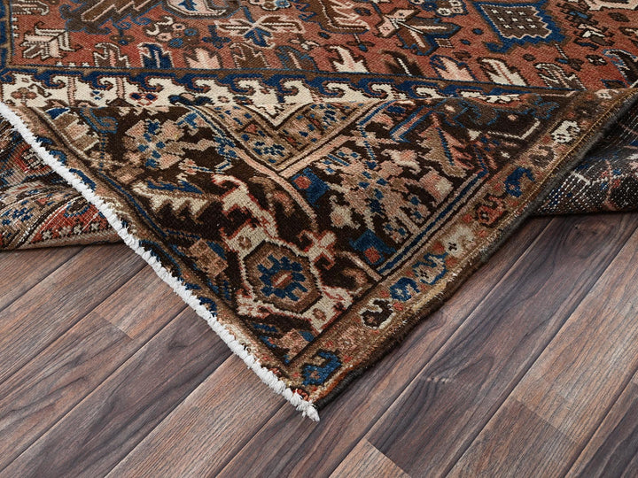 8'2" x 10'10" Vintage Hand Knotted Brown Wool Rectangle Oriental Rug - MOA1022330