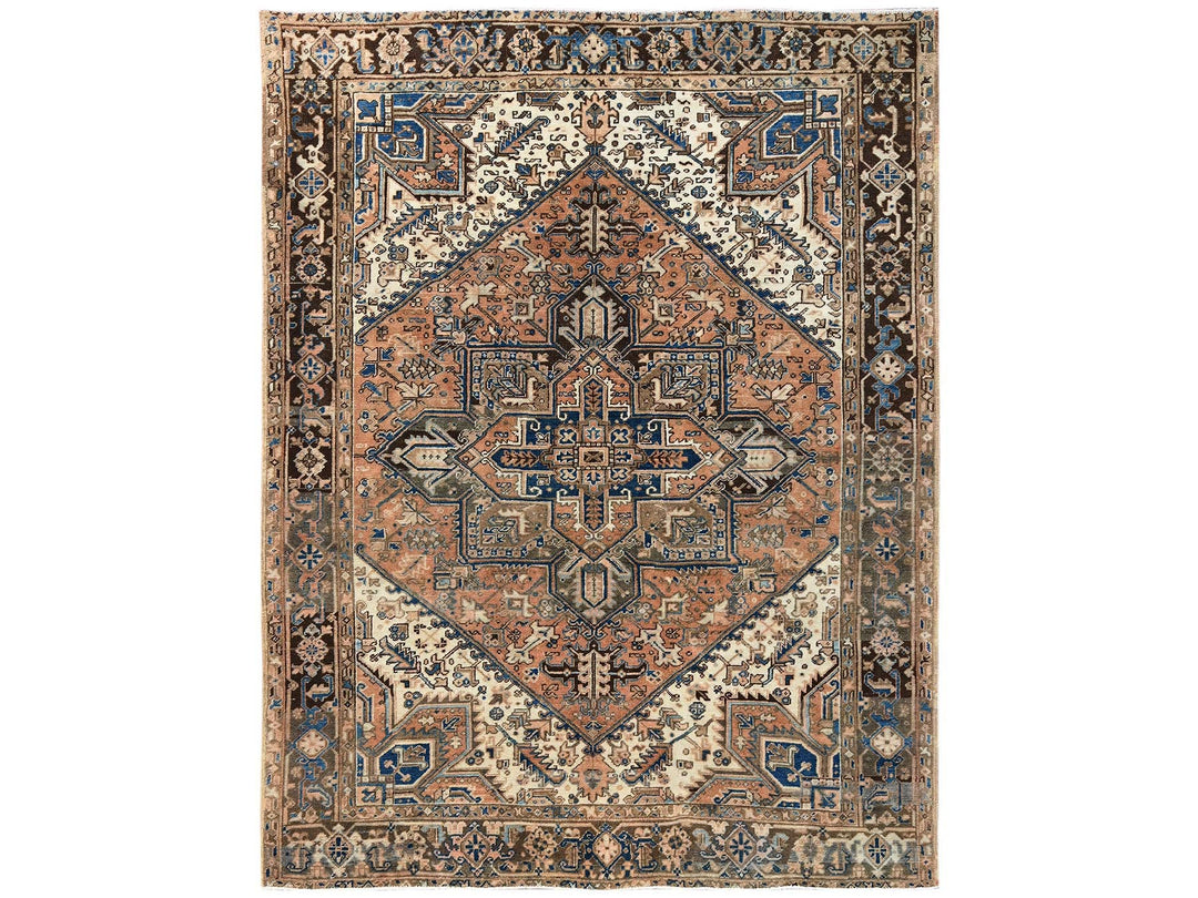 7'11" x 10'4" Vintage Hand Knotted Orange Wool Rectangle Oriental Rug - MOA1022331