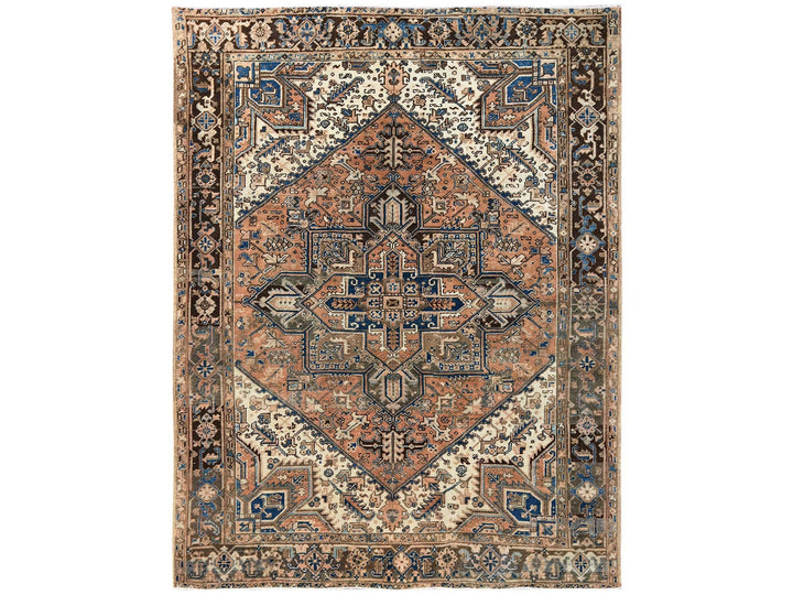 7'11" x 10'4" Vintage Hand Knotted Orange Wool Rectangle Oriental Rug - MOA1022331