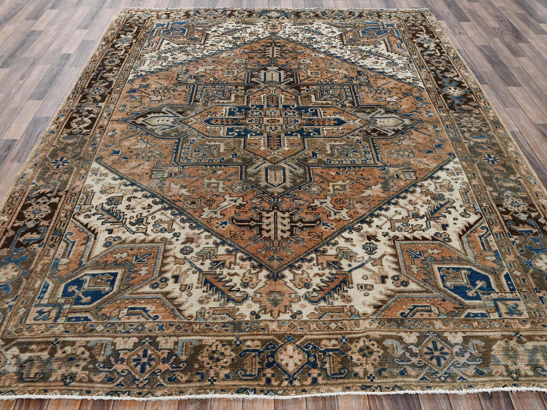 7'11" x 10'4" Vintage Hand Knotted Orange Wool Rectangle Oriental Rug - MOA1022331