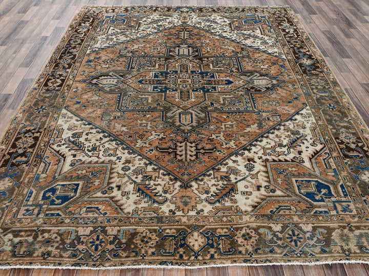 7'11" x 10'4" Vintage Hand Knotted Orange Wool Rectangle Oriental Rug - MOA1022331