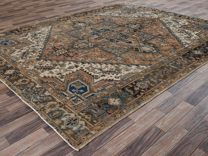 7'11" x 10'4" Vintage Hand Knotted Orange Wool Rectangle Oriental Rug - MOA1022331
