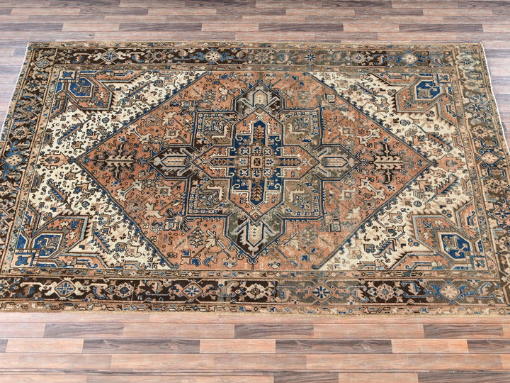 7'11" x 10'4" Vintage Hand Knotted Orange Wool Rectangle Oriental Rug - MOA1022331