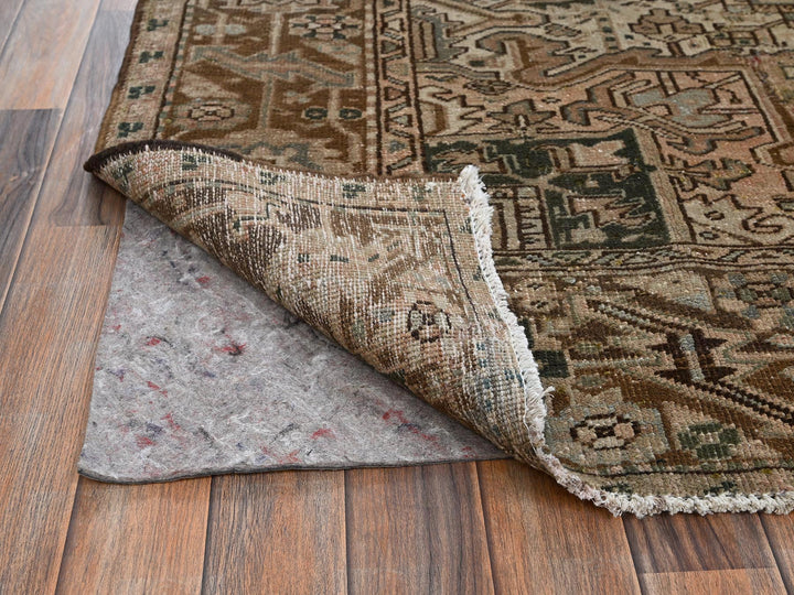 7'11" x 10'9" Vintage Hand Knotted Brown Wool Rectangle Oriental Rug - MOA1022332