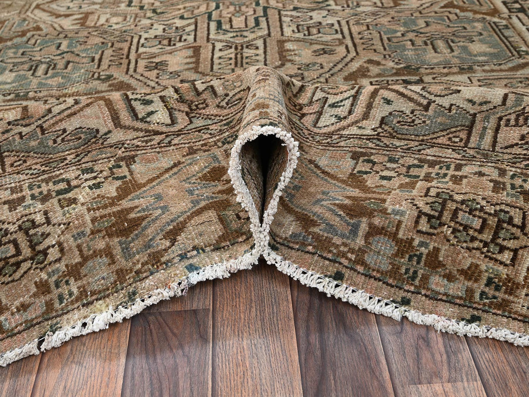 7'11" x 10'9" Vintage Hand Knotted Brown Wool Rectangle Oriental Rug - MOA1022332