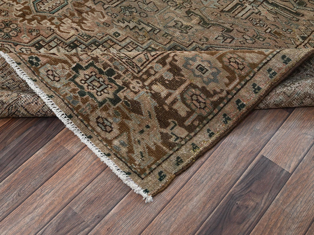 7'11" x 10'9" Vintage Hand Knotted Brown Wool Rectangle Oriental Rug - MOA1022332
