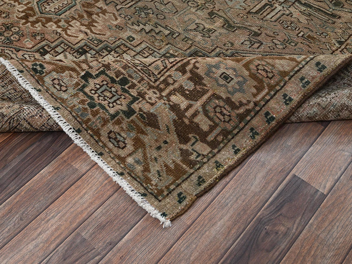 7'11" x 10'9" Vintage Hand Knotted Brown Wool Rectangle Oriental Rug - MOA1022332