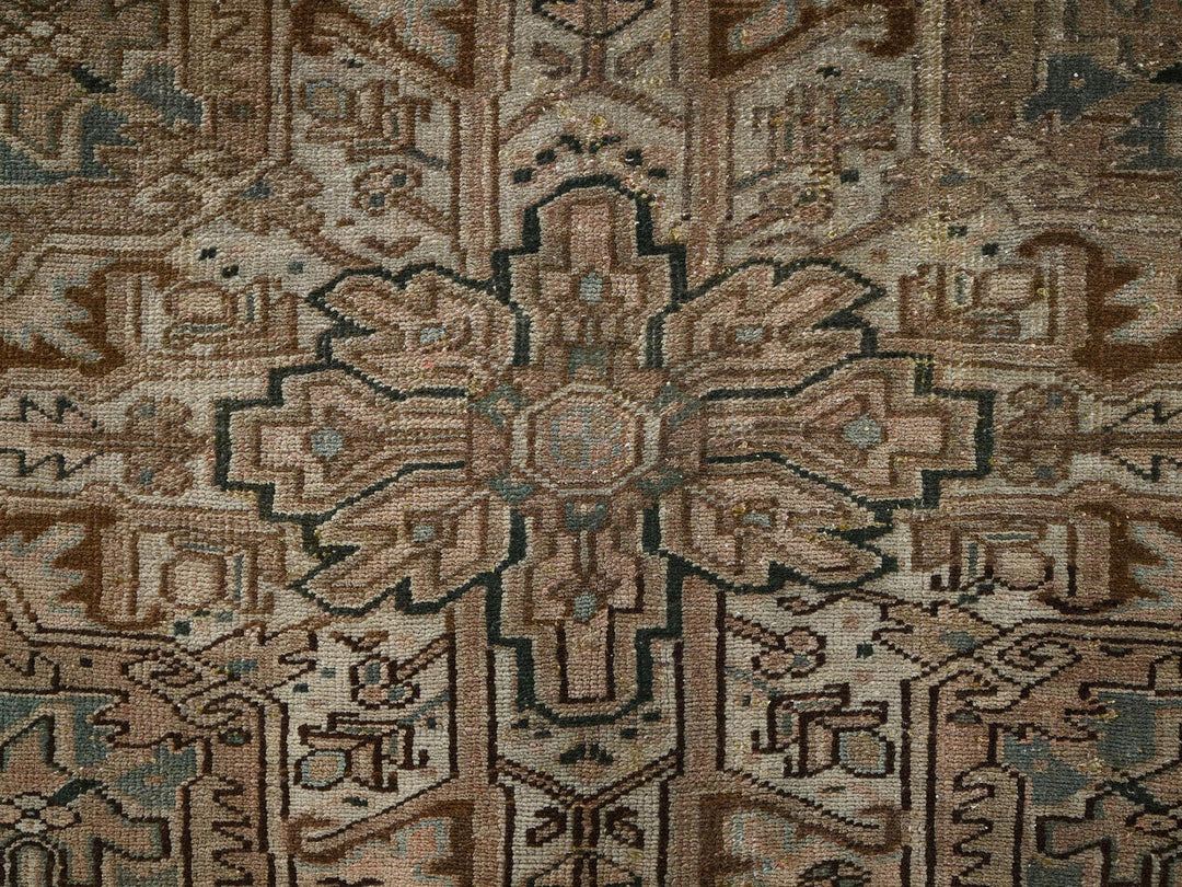 7'11" x 10'9" Vintage Hand Knotted Brown Wool Rectangle Oriental Rug - MOA1022332