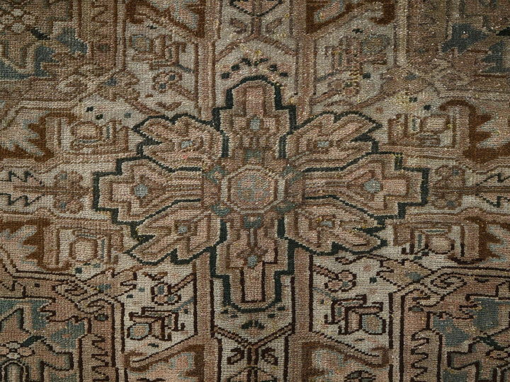 7'11" x 10'9" Vintage Hand Knotted Brown Wool Rectangle Oriental Rug - MOA1022332