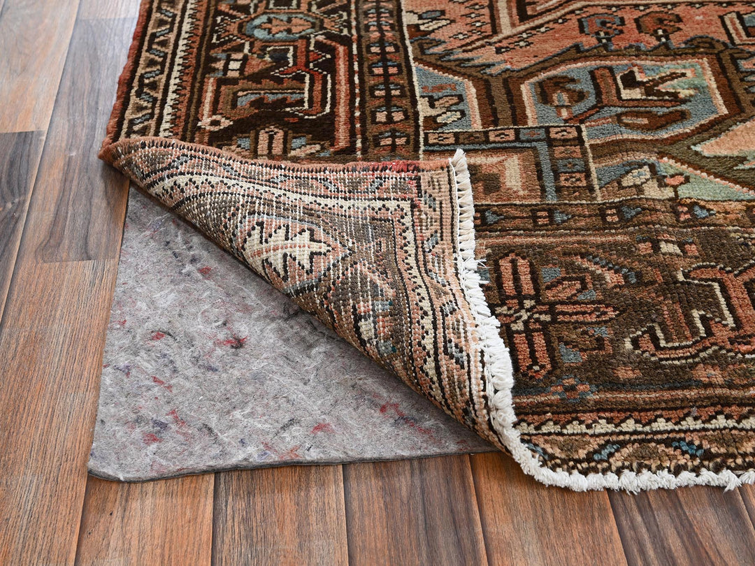 7'6" x 10'5" Vintage Hand Knotted Brown Wool Rectangle Oriental Rug - MOA1022335