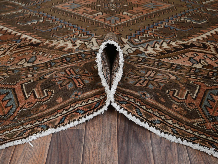 7'6" x 10'5" Vintage Hand Knotted Brown Wool Rectangle Oriental Rug - MOA1022335