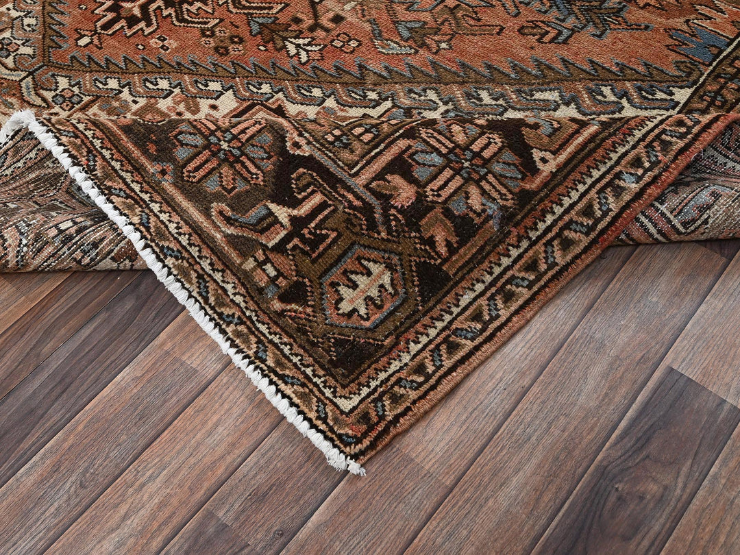 7'6" x 10'5" Vintage Hand Knotted Brown Wool Rectangle Oriental Rug - MOA1022335