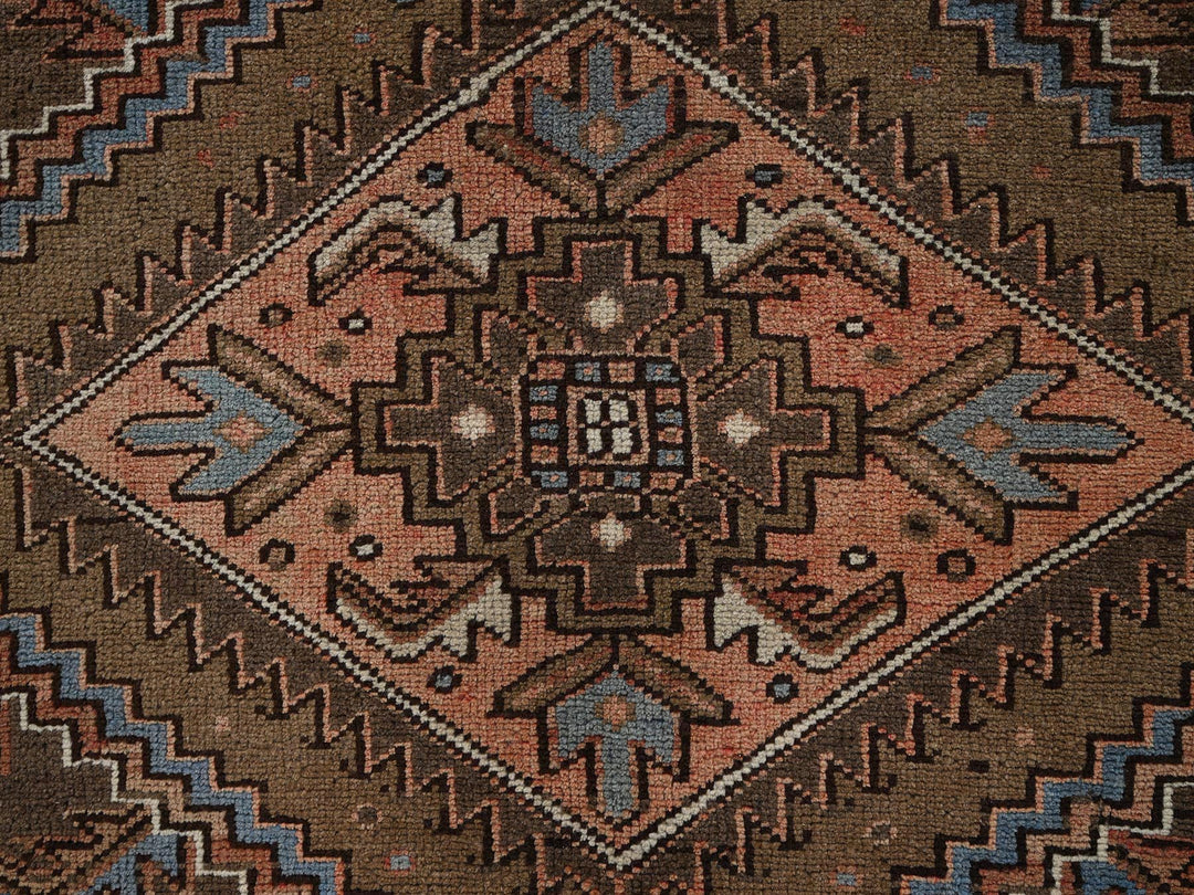 7'6" x 10'5" Vintage Hand Knotted Brown Wool Rectangle Oriental Rug - MOA1022335