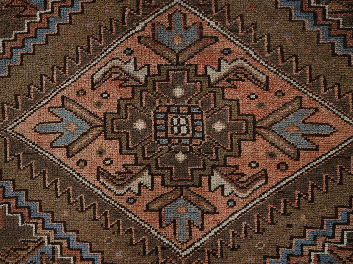 7'6" x 10'5" Vintage Hand Knotted Brown Wool Rectangle Oriental Rug - MOA1022335