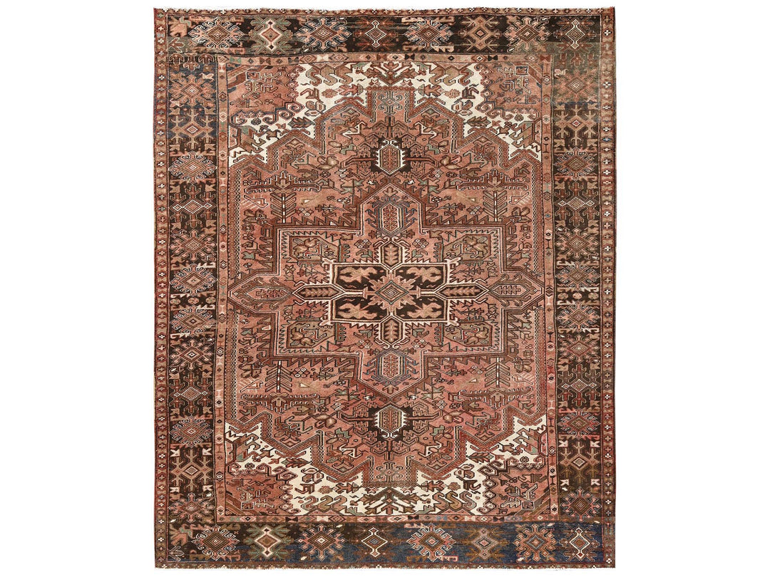 8'3" x 10'5" Vintage Hand Knotted Brown Wool Rectangle Oriental Rug - MOA1022336