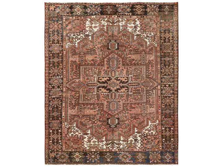 8'3" x 10'5" Vintage Hand Knotted Brown Wool Rectangle Oriental Rug - MOA1022336