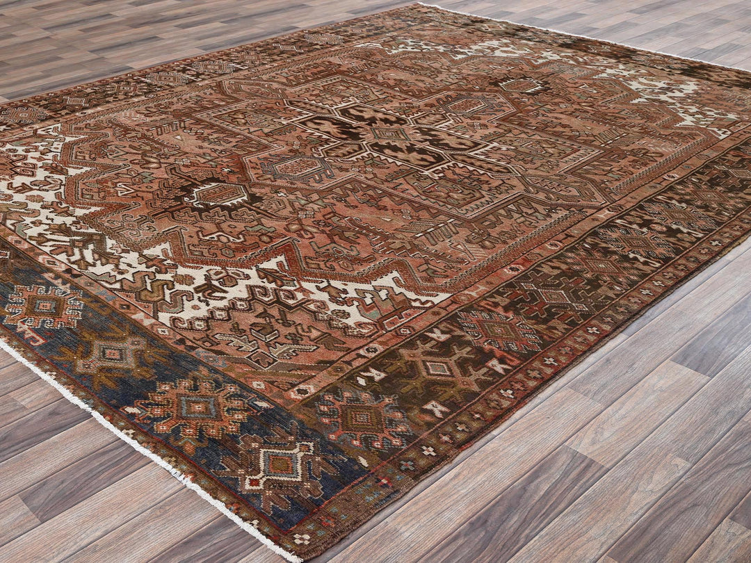 8'3" x 10'5" Vintage Hand Knotted Brown Wool Rectangle Oriental Rug - MOA1022336