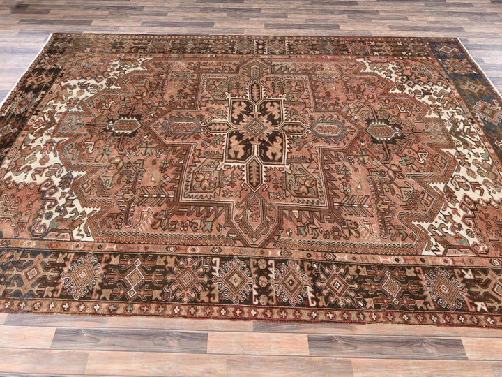 8'3" x 10'5" Vintage Hand Knotted Brown Wool Rectangle Oriental Rug - MOA1022336