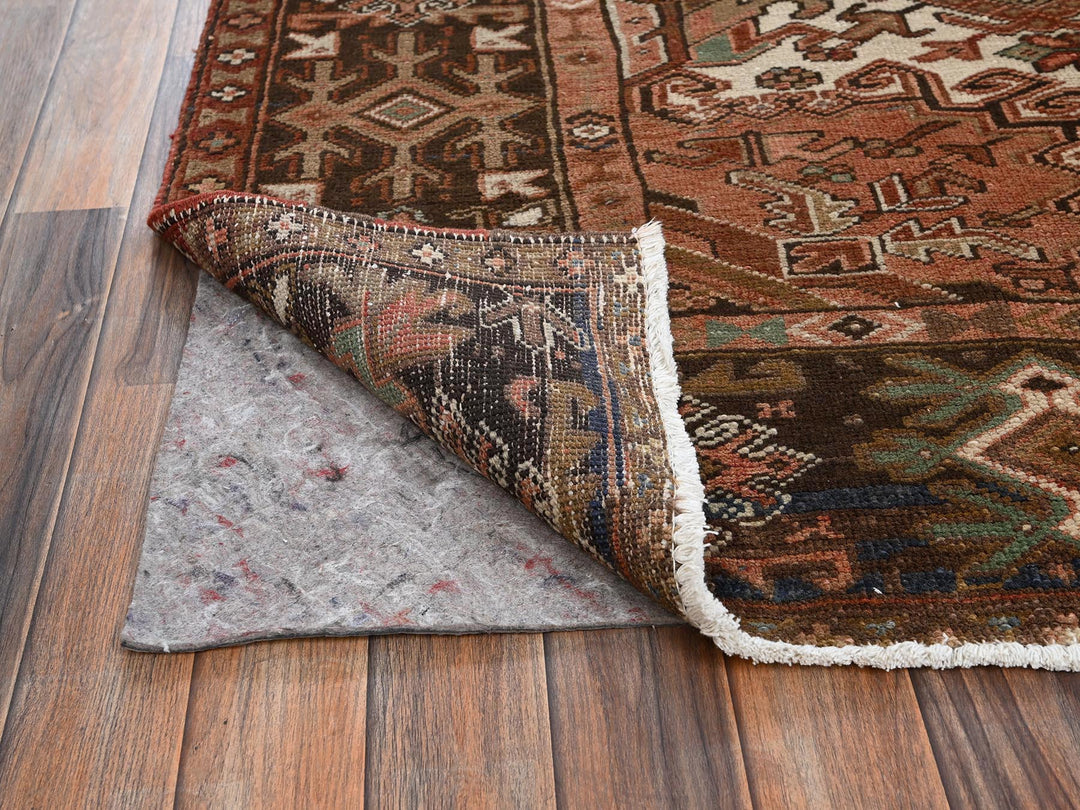 8'3" x 10'5" Vintage Hand Knotted Brown Wool Rectangle Oriental Rug - MOA1022336