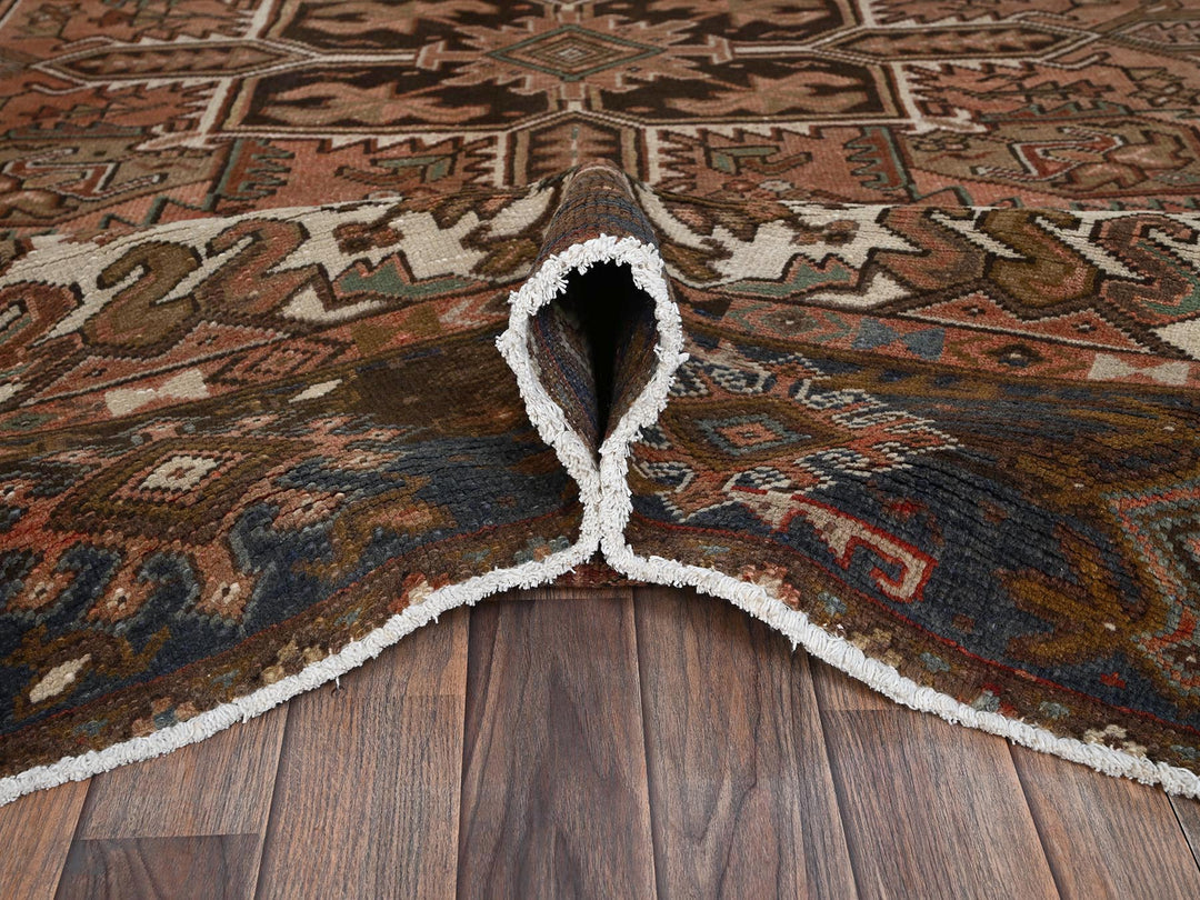 8'3" x 10'5" Vintage Hand Knotted Brown Wool Rectangle Oriental Rug - MOA1022336