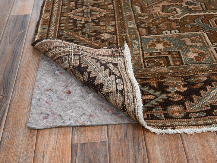 8'0" x 11'1" Vintage Hand Knotted Brown Wool Rectangle Oriental Rug - MOA1022337