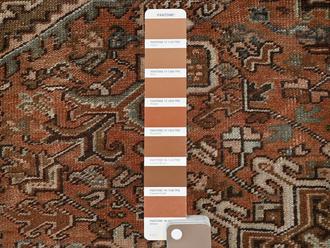 8'0" x 11'1" Vintage Hand Knotted Brown Wool Rectangle Oriental Rug - MOA1022337