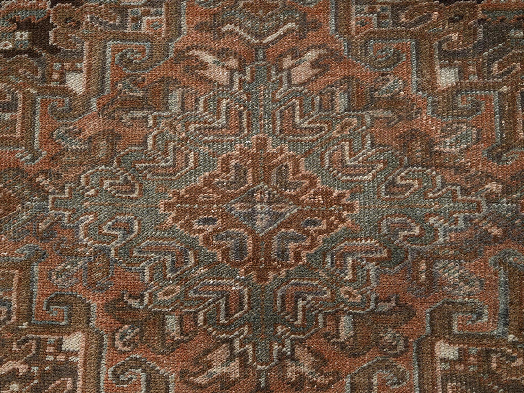 8'0" x 11'1" Vintage Hand Knotted Brown Wool Rectangle Oriental Rug - MOA1022337
