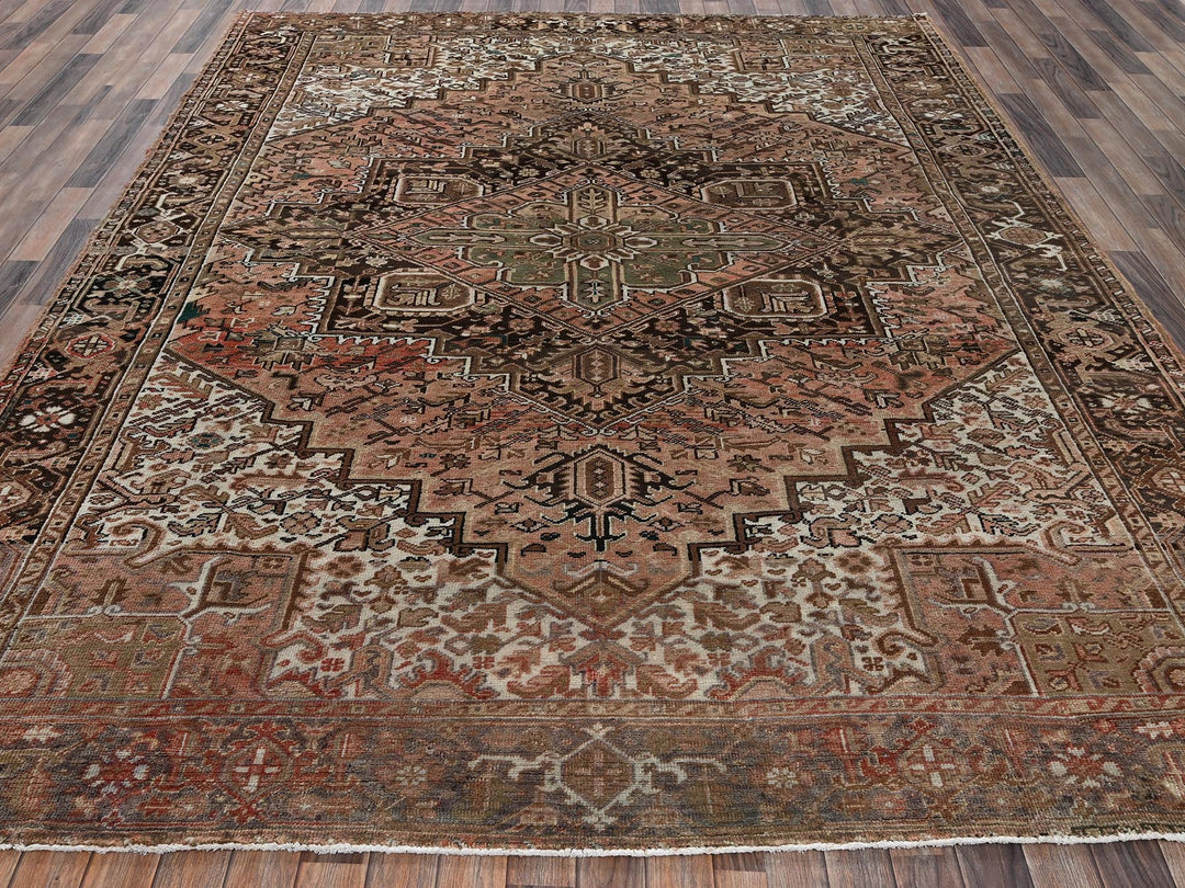 8'7" x 10'11" Vintage Hand Knotted Pink Wool Rectangle Oriental Rug - MOA1022338