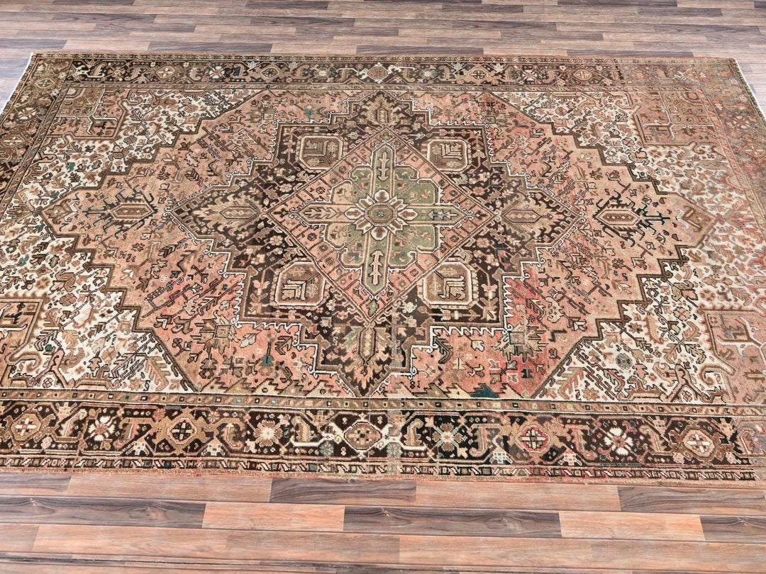 8'7" x 10'11" Vintage Hand Knotted Pink Wool Rectangle Oriental Rug - MOA1022338