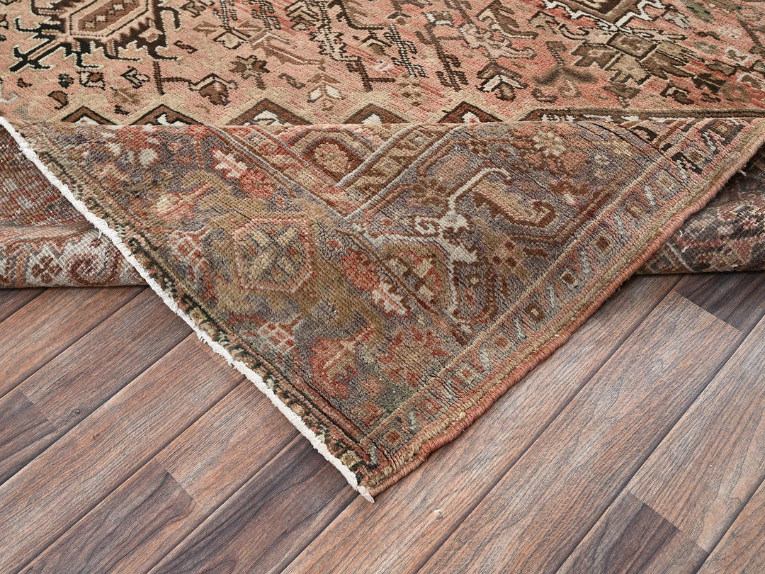 8'7" x 10'11" Vintage Hand Knotted Pink Wool Rectangle Oriental Rug - MOA1022338