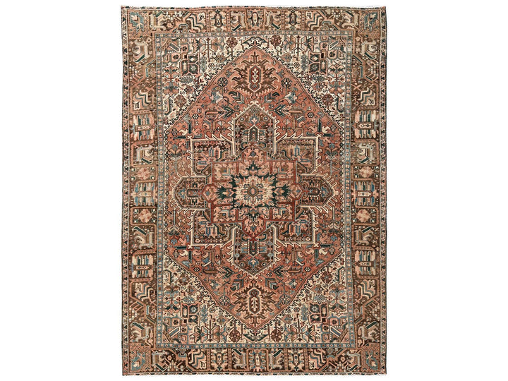 8'0" x 11'4" Vintage Hand Knotted Pink Wool Rectangle Oriental Rug - MOA1022339