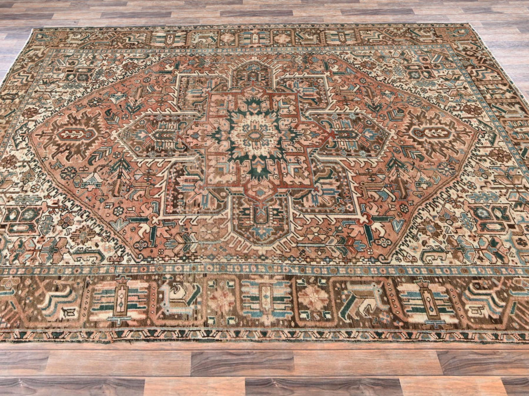 8'0" x 11'4" Vintage Hand Knotted Pink Wool Rectangle Oriental Rug - MOA1022339