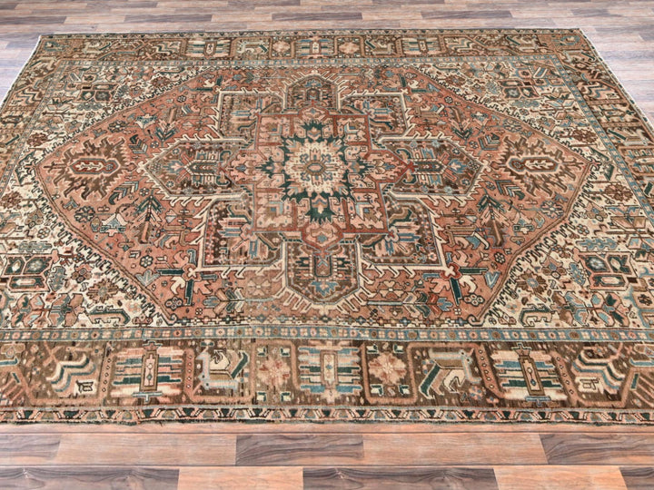 8'0" x 11'4" Vintage Hand Knotted Pink Wool Rectangle Oriental Rug - MOA1022339
