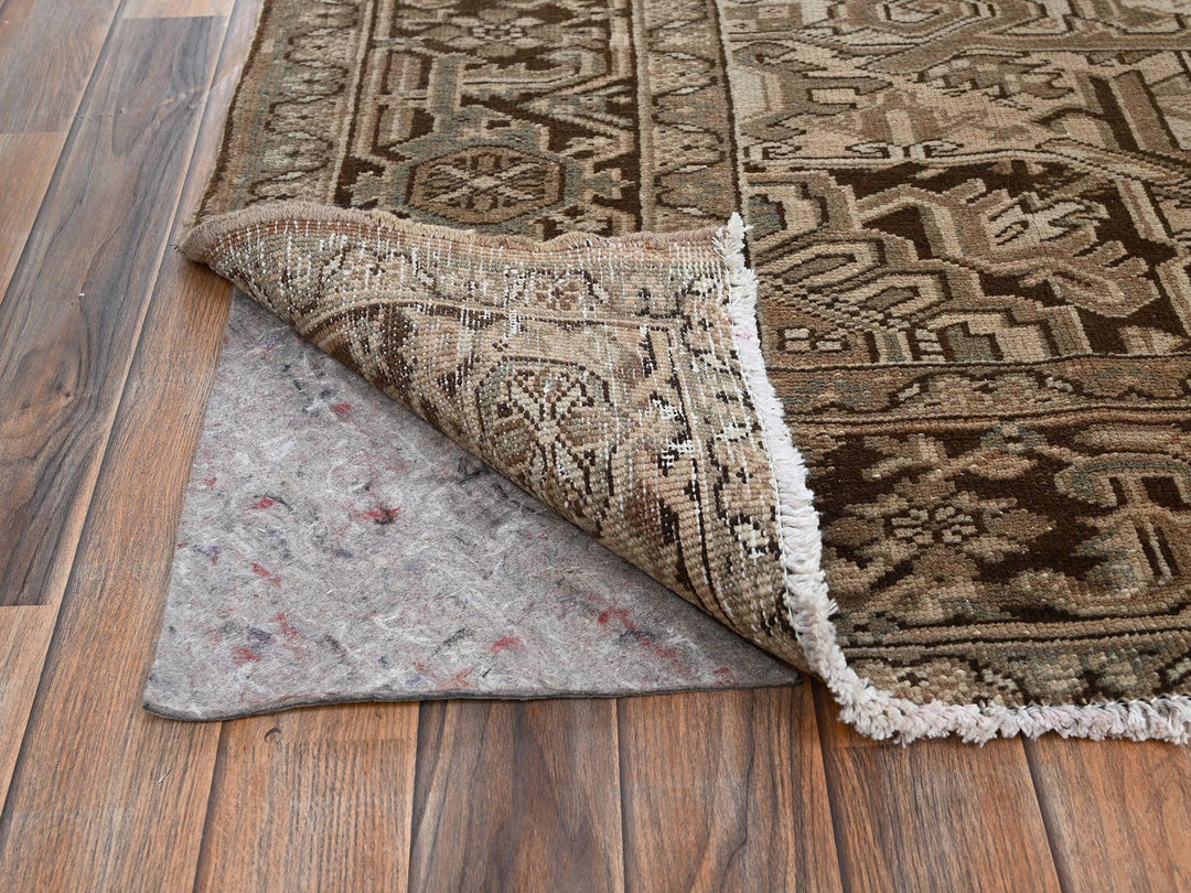 8'4" x 11'3" Vintage Hand Knotted Brown Wool Rectangle Oriental Rug - MOA1022343