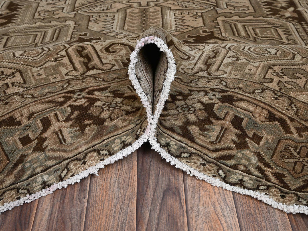 8'4" x 11'3" Vintage Hand Knotted Brown Wool Rectangle Oriental Rug - MOA1022343