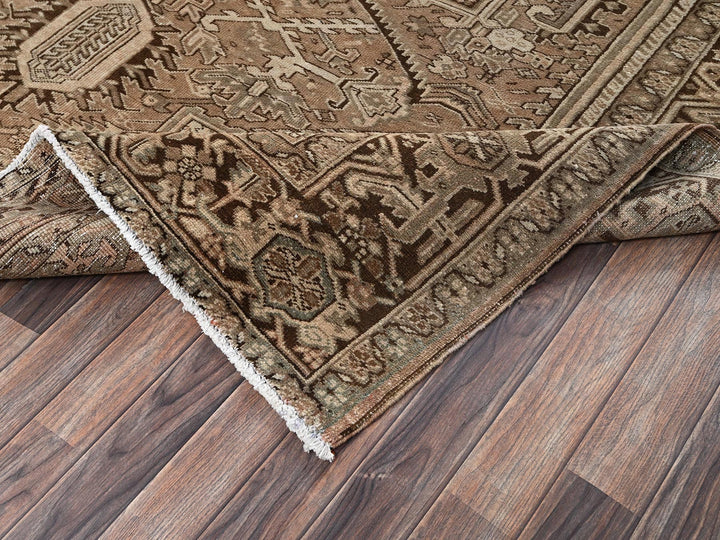 8'4" x 11'3" Vintage Hand Knotted Brown Wool Rectangle Oriental Rug - MOA1022343