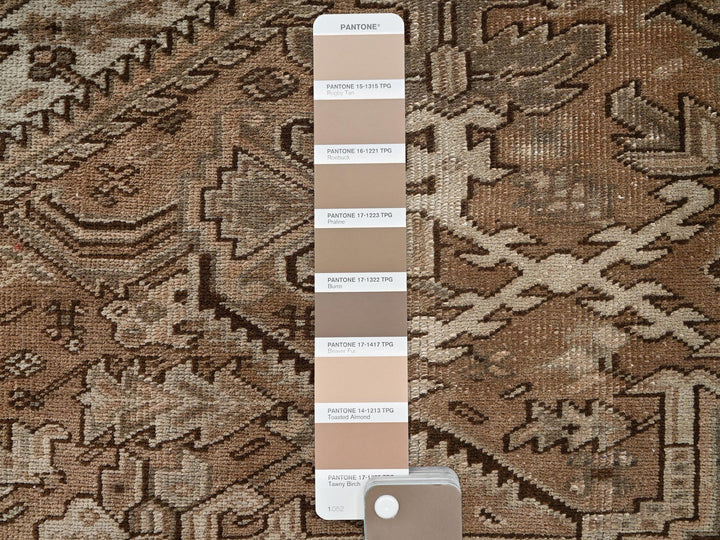 8'4" x 11'3" Vintage Hand Knotted Brown Wool Rectangle Oriental Rug - MOA1022343